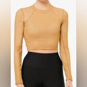 Alo Yoga Vision Long Sleeve Top in Caramel sz MEDIUM